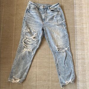 American Eagle Outfitters Blue mom jean Distressed comfort stretch waistband